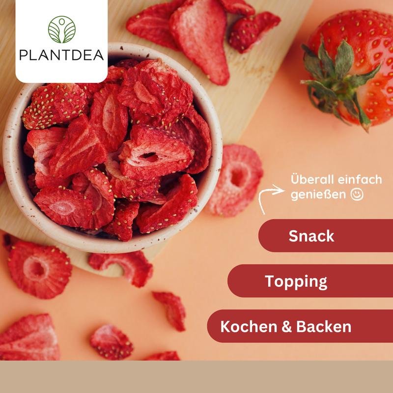 Erdbeeren Gefriergetrocknet I Knusprige Erdbeerscheiben I Ohne Zuckerzusatz I Gefriergetrocknete Früchte I Freeze-dried strawberries | PlantDEA - Image 2